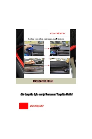 Nıssan Almera N16 2000-2006 Uyumlu 3d Özel Yeni Torpido Koruma Kılıfı - Ön Göğüs Kaplama - Kırmızı Şerit