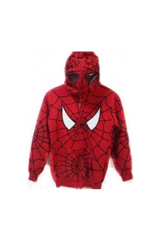Lavinya Örümcek Adam Erkek Çocuk Kırmızı Kapüşonlu Hırka