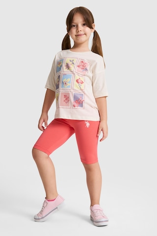 U.S. Polo Assn. Kız Çocuk Ekru Pijama Takım 50326618-vr019 Ecru