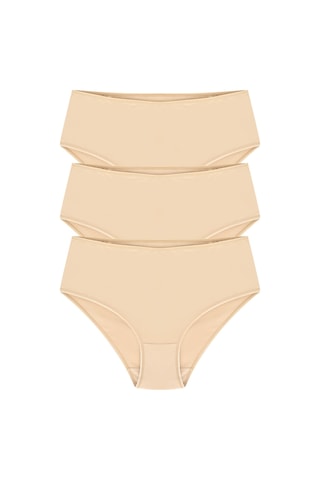 Bonbonetti %100 Pamuk Yüksek Bel Bato 3'Lü Paket Ten Ten Ten Kadın Külot Ten Rengi