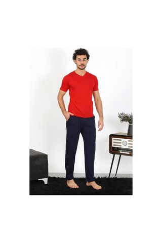 Akbeniz Erkek Penye Kırmızı 3'Lü Pijama Takımı 6848-Kırmızı