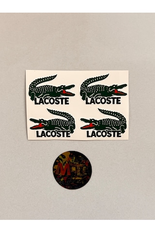 Lacoste Sticker Etiket Jdm Araba-motosiklet Cam Etiket Baskes Direk Arması Etiket 4adet 4,5x3cm Çok Renkli
