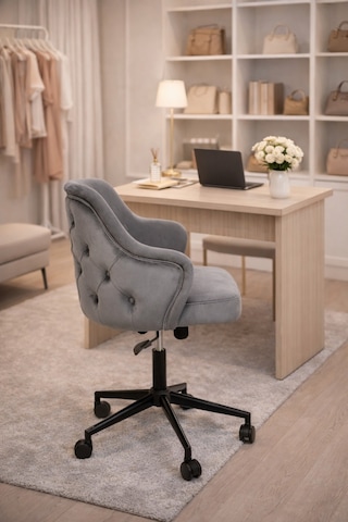 Dekoratif Çalışma Sandalyesi Makyaj Masası, Butik Ve Kamera Önü Kullanım Gri