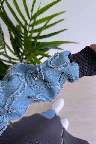 Ka Hijab Kolları Kot Detaylı Triko Hırka - Füme Füme
