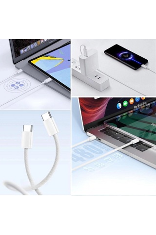 Apple Uyumlu 15/15 Pro Type-c To Type-c Hasır Örgü Hızlı Şarj Kablosu 1m 5047