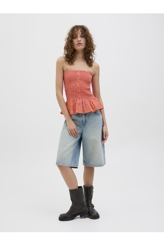 Jack & Jones Kadın Straplez Dügme Detayli Bluz - Petra - 12284151 Persimmon Orange
