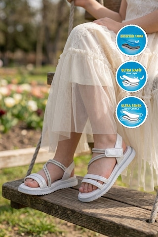 Arzen 26a94 P Beyaz Kız Çocuk Sandalet