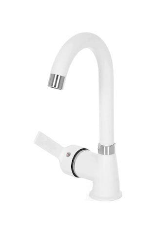 Delta Lüks Çift Su Girişli Beyaz Evye Mutfak Bataryası Beyaz