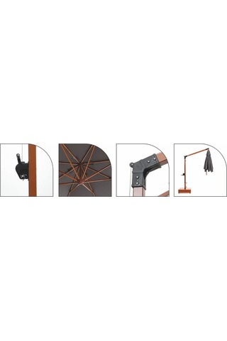 Sun Pole Kare Şemsiye 350x350/8 - Mermerli Metal Altlıklı Bej