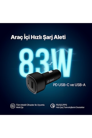 Smartcharger Duo Pd 83w Araç Hızlı Şarj Aleti Usb-c+usb-a Melodi