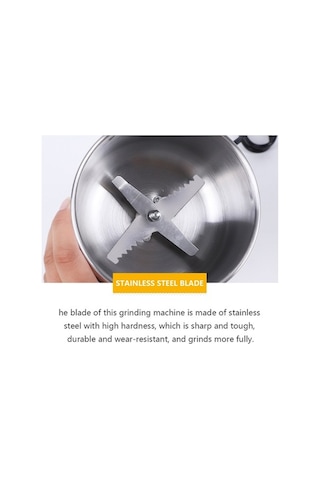 Novahub Paslanmaz Çelik Kuru Gıda Öğütücü - 150w, 50-400ml, 220v/110v Gümüş