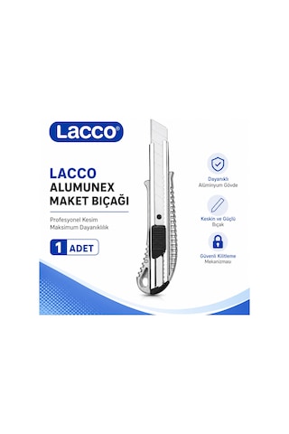 Lacco Alumunex Maket Bıçağı 1 Adet + 5 Kutu 18 Mm Yedek Uç Alüminyum Gövde Kesici Seti