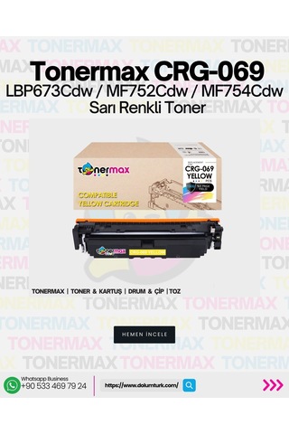 Canon Crg-069 Uyumlu Toner Sarı- Çipli / 5094c002 /lbp673cdw /mf752cdw /mf754cdw