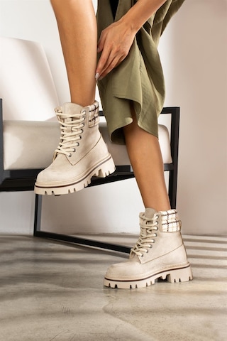 Shoetek Sophie Kadın Bot&bootie Ekoseli Triko Postal Bej Süet Bej Süet