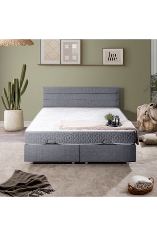 Sofia Çift Kişilik Baza Başlık Letto Yatak Seti - Gri 150 x 200