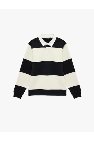 Koton Renk Bloklu Polo Yaka Lacivert Erkek Sweatshirt 6wam70067mk Lacivert