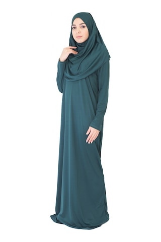 Koyu Zümrüt Yeşil Fermuarsız Namaz Elbisesi Zümrüt Yeşili
