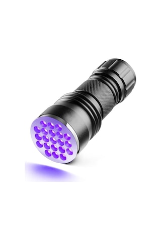 Valkyrie 21 Led 395nm Güneş Işığı Eltraviyole Uv El Feneri - Siyah Fener - Evcil Hayvan Otel Ev Temizlik Para Taş Mücevherat Siyah