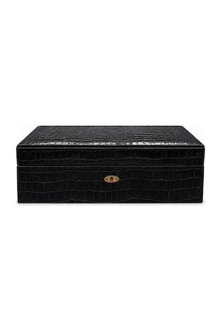Cohiba Siyah Timsah Desenli Dışı Deri Humidor Puro Kutusu Tr9998