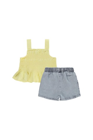 Civil Baby Denim Şortlu Askılı 6-18 Ay Takım - Sarı