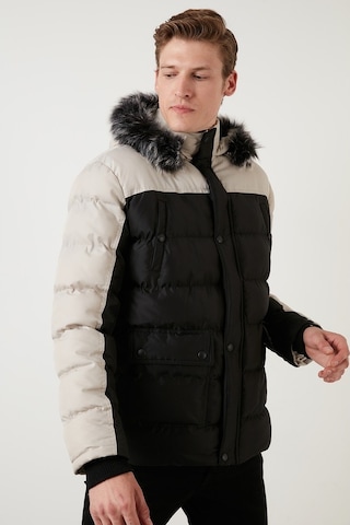 Buratti Slim Fit Çıkarılabilir Suni Tüylü Kapüşonlu Şişme Erkek Mont 5760076 Siyah-Açık Gri