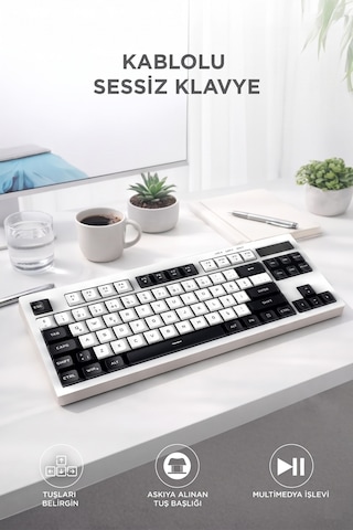 Kablolu Klavye Rgb Işıklı Sessiz Q Klavye Tk12