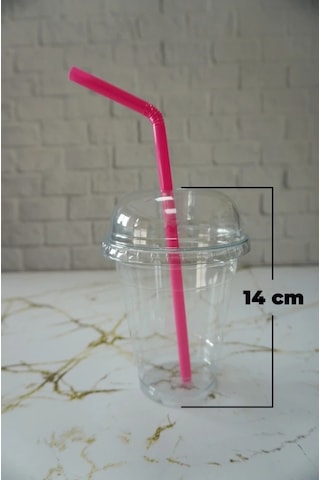 Plastik Şeffaf Bardak Kapaklı Milkshake Bardağı Kahve Bardağı Soğuk Içecek Bardağı 400ml 50 Adet