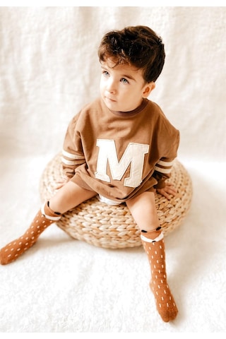 Cigit Aplikeli Sweatshirt 3-9 Yaş Koyu Kahve Kahverengi