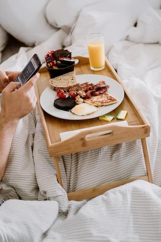 Perotti Katlanır Ayaklı Bambu Yatak Keyif Tepsisi 50cm 30cm , Portatif Tepsi