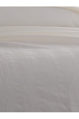 Çift Kişilik Waffle Pike 210x230cm, %100 Pamuk, Petekli Pike Krem