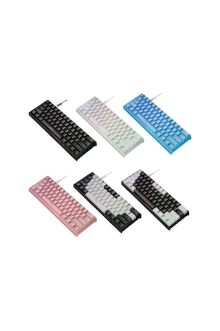 Leaven K620 61 Tuşlu Isıtılan Takılabilecek Parlak Oyun Kablosuz Mekanik Klavye, Kablolu Uzunluk: 1.8m, Renk: Beyaz Siyah Kırmızı Eksen