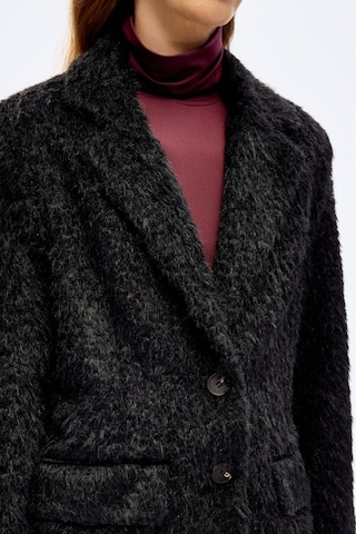 Quzu Tüylü Dokulu Oversize Blazer Ceket Siyah Çok renkli