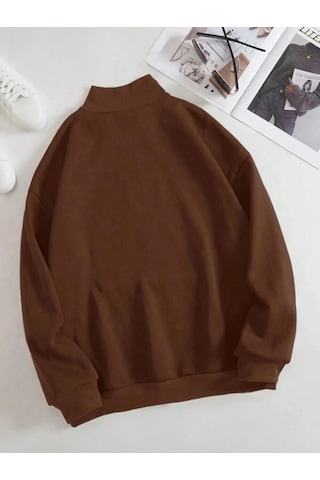 Altamira Unisex Dik Yaka Yarım Fermuarlı Oversize Sweatshirt 001