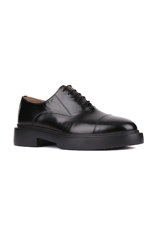 Shoetyle - Siyah Açma Deri Bağcıklı Erkek Klasik Ayakkabı 250-2014-781-siyah Siyah