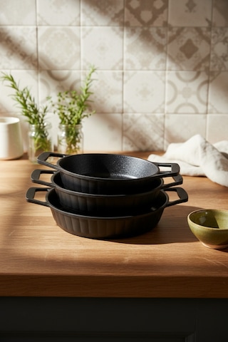 Bernardo Olimpos 3'lü Sahan Seti Siyah 18-20-22 Cm Siyah