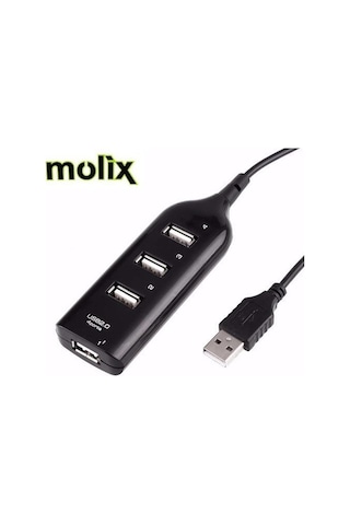 Molix Siyah 4 Port Usb 2.0 Usb Hub Çoklayıcı Switch