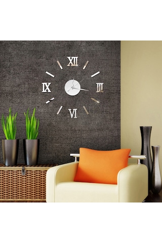 Reedark Gümüş Akrilik Yansımalı Duvar Saati - Sessiz, Doğru Zamanlama - Oturma Odası/yatak Odası Dekorasyonu - Ev Aletleri Pil Dahil Değil Gümüş