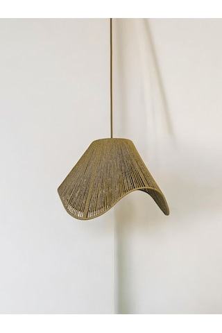 Hasır El Yapımı Bohem Asimetrik Şekilli Rustik Avize - Yeşil Yeşil