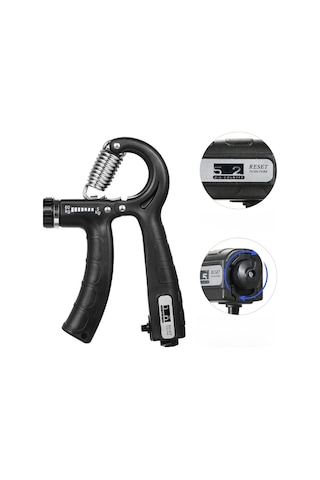 Sayaçlı El Yayı 5 - 60 Kg Ayarlanabilir Bilek Kas Güçlendirici Kaydırmaz 1 Adet Siyah