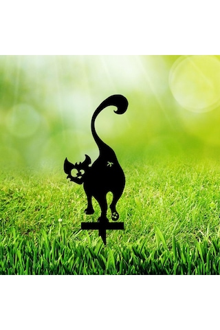 Bahçe Dekoru Lazer Kesim Bahçe Süsü Kedi Bahçe Kazığı