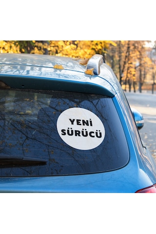 Yeni Sürücü Sticker Etiket - 15cm - Beyaz Renk - Araç Camı İçerisinden Yapıştırılır Beyaz