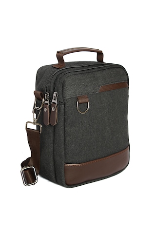 Bay Pablo C86 Antrasit Kanvas El Ve Omuz Çantası