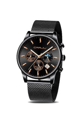 Erkekler Moda Sıradan Saatler Otomatik Tarih Kronografı Erkekler Güzel İş Saatleri Su Geçirmez 30m Tam Çelik Kuvars İle Örgü Kayış Mavi