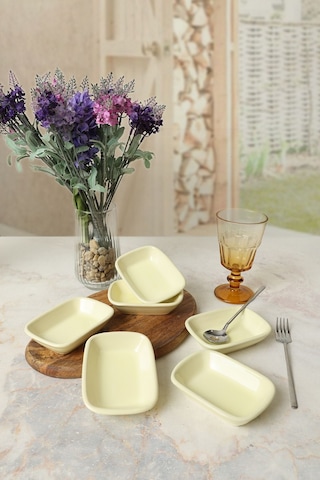 Keramika Sarı Dikdörtgen Çerezlik 11 Cm 6 Adet 103 Sarı Kase
