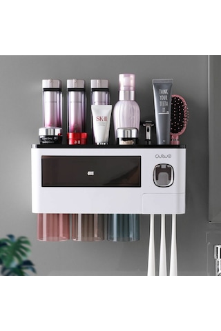 Geeksen Siyah 3'lü Gerektirmeyen Diş Fırçası Askısı - Black Su Geçirmez Braketli Duvar Askılığı Diğer