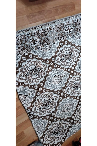 Osmanlı Desenli 6 m2 Halı Örtüsü, Savan, Çok amaçlı Pike, Pamuklu Açık Kahverengi