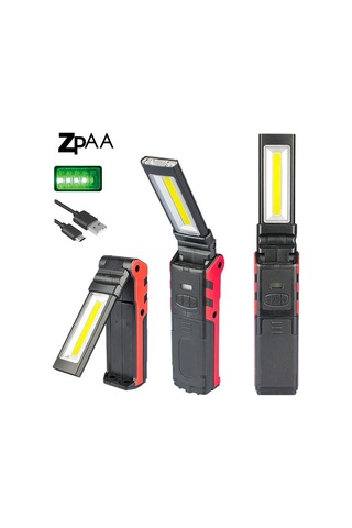 Usb Şarj Edilebilir Led Cob Çalışma Işığı Katlanabilir Kırmızı