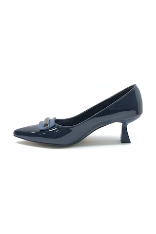 Feles 5 Cm Topuk Toka Detaylı Stiletto Kadın Ayakkabı Lacivert