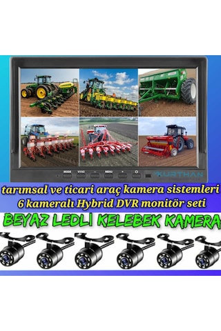 Twogo 6 Kanallı 10 İnç Monitör 6 Adet Beyaz Ledli Kelebek Kamera