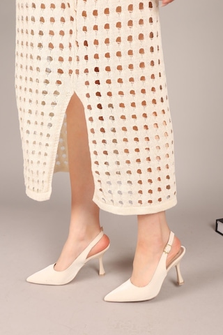 Birikon Diana Kroko Desenli Arkası Açık Stiletto Ten-7902 Ten